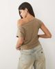 Motel Motel Damaria off-the-shoulder stud detail top in khaki-Green - 4