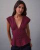 Motel Motel Devlin v-neck poplin blouse in burgundy-Red - 1