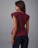 Motel Motel Devlin v-neck poplin blouse in burgundy-Red - 4