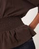 Motel Motel domani off shoulder slouchy top with shirred waist in chocolate-Brown - 2