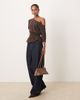 Motel Motel domani off shoulder slouchy top with shirred waist in chocolate-Brown - 3