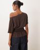 Motel Motel domani off shoulder slouchy top with shirred waist in chocolate-Brown - 4