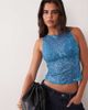 Motel Motel dudley sequin tank top in teal blue - 1