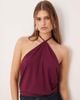 Motel Motel Dyilla halterneck slinky top in plum-Red - 1