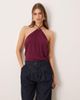 Motel Motel Dyilla halterneck slinky top in plum-Red - 3