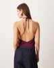 Motel Motel Dyilla halterneck slinky top in plum-Red - 4