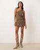 Motel Motel Dyle abstract polka dot flocked dress in brown - 1