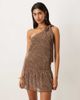 Motel Motel Dyle abstract polka dot flocked dress in brown - 2