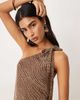 Motel Motel Dyle abstract polka dot flocked dress in brown - 3