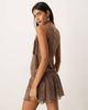 Motel Motel Dyle abstract polka dot flocked dress in brown - 4