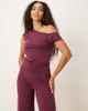 Motel Motel Elysian asymmetric off the shoulder top in plum-Purple - 1