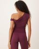 Motel Motel Elysian asymmetric off the shoulder top in plum-Purple - 4