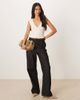 Motel Motel Emberly short sleeve plunge top in ivory-White - 3