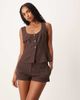 Motel Motel Ganita scoop neck button up pinstripe vest in brown - part of a set - 1