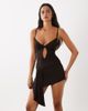 Motel Motel Ginny asymetric mini dress in chocolate brown - 1