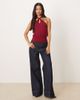 Motel Motel Giunea knot halter top in burgundy-Red - 3
