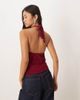 Motel Motel Giunea knot halter top in burgundy-Red - 4