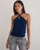 Motel Motel Guinea knot halter top in navy - 3