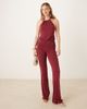 Motel Motel jacita cupro relaxed pants in burgundy - part of a set-Red - 1