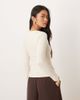 Motel Motel Janana long sleeve scoop neck top in ivory-White - 3