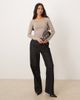 Motel Motel Janana long sleeve scoop top in moon rock-Neutral - 2
