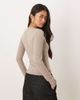 Motel Motel Janana long sleeve scoop top in moon rock-Neutral - 4