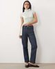 Motel Motel Jian short sleeve knit top with buckle detail in aqua blue - 2