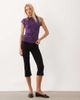 Motel Motel Jiwon tie neck flocked top in dark purple - 2