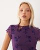 Motel Motel Jiwon tie neck flocked top in dark purple - 3