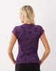 Motel Motel Jiwon tie neck flocked top in dark purple - 4