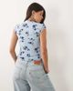 Motel Motel Jiwon tie neck flocked top in leafy blue - 4