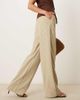 Motel Motel juria wide leg relaxed linen look pants in neutral khaki green stripes - 2
