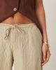 Motel Motel juria wide leg relaxed linen look pants in neutral khaki green stripes - 3