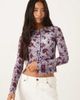 Motel Motel Kahula long sleeve lotus flock top in lavender plaid-Purple - 2
