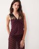 Motel Motel Kasia V-neck lace polka dot top in maroon - part of a set-Purple - 1