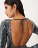 Motel Motel Kimberly sequin dress in dark teal-Blue - 4