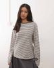 Motel Motel Kumiko long sleeve boat neck striped top in gray - 1