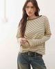 Motel Motel Kumiko long sleeve boat neck striped top in yellow - 1