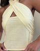 Motel Motel Lasy Wrap High Halter Neck Top in Lemon, Women's at Urban Outfitters - 3