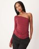 Motel Motel Lasya off the shoulder long sleeve top in burgundy-Red - 1