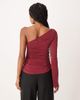 Motel Motel Lasya off the shoulder long sleeve top in burgundy-Red - 4