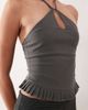 Motel Motel Lavena ruffle edged halter top in slate gray - 3