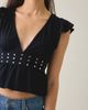 Motel Motel Leisma Plunging Studded Frill Peplum Top in Black, Women's at Urban Outfitters - 1