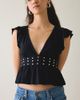 Motel Motel Leisma Plunging Studded Frill Peplum Top in Black, Women's at Urban Outfitters - 3