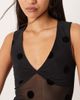 Motel Motel Lihat big polka dots mesh v-neck top in black - 3