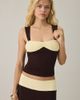 Motel Motel Lurie Colorblock Pinch-Front Cropped Tank Top in Brown, Women's at Urban Outfitters - 1