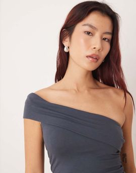 Motel Motel Marga off-shoulder bandeau style top in ocean storm-Green