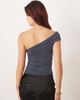 Motel Motel Marga off-shoulder bandeau style top in ocean storm-Green - 4
