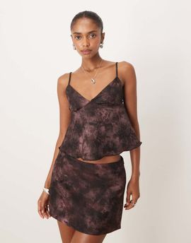 Motel Motel marina v neck flowing top in jacquard floral purple - part of a set