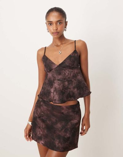 Motel Motel marina v neck flowing top in jacquard floral purple - part of a set